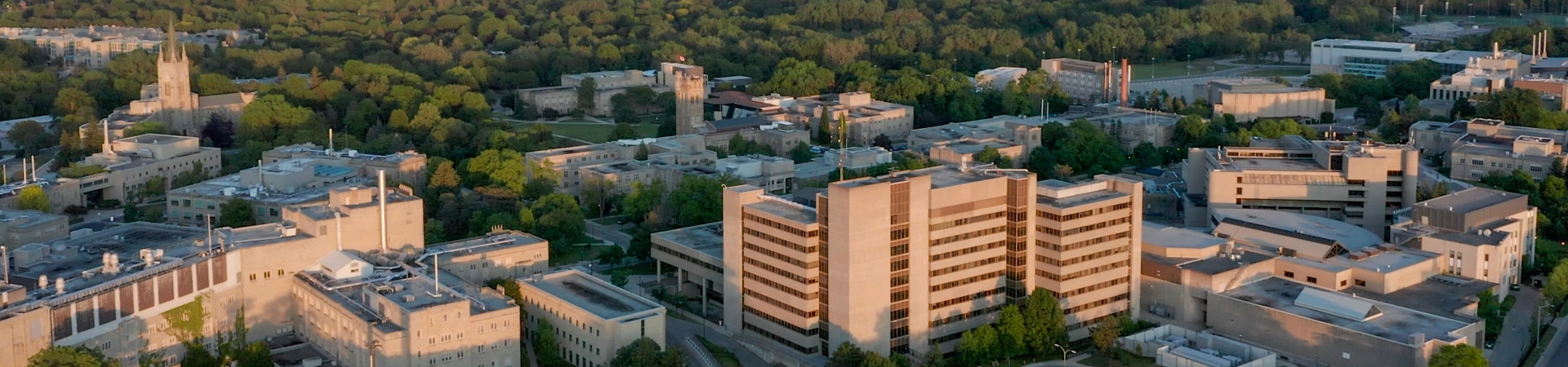 Drone footage of Western University campus during the 'golden hour' prior to sunset.